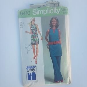 Vintage Simplicity Sewing Pattern 9410 Women's Mini Dress & Pants Size 14
